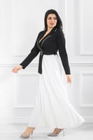 فستان كاجوال فلو لونين بكسرات بأكمام طويلة وحزام ع...