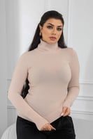 هاينك نسائي صوف موحدة اللون عنق عالي