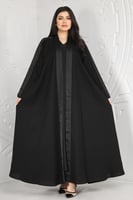 عباية بياقة قماش كريب الفاخر تدخيلة مشجرة في الكتف...