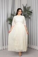 فستان سهرة دانتيل ياقه عاليه