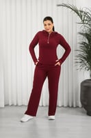 ترنج شتوي بأكمام طويلة وقبعة وسحاب قصير أعلى الصدر