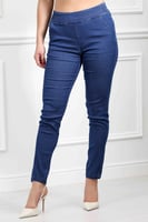 بنطال جينز خصر متوسط مطاطي وقصة ضيقة حتى الكاحل