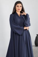 عباية حرير ناعم دبل كلوش ناعم سادة لف كحلي