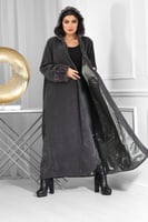 فروة شتوية فرو طويل موحد اللون