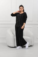 ترنج شتوي كاجوال شك بياقة مدورة وبنطال واسع مشكوك