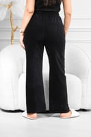 بنطال كاجوال نسائي مخمل بخصر مطاطي بلا جيوب