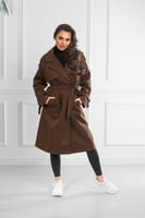 جاكيت شتوي كلاسيكي طويل يصل لأسفل الركبة بياقة مطو...