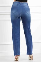 بنطال جينز خصر متوسط بقصة واسعة من الأسفل