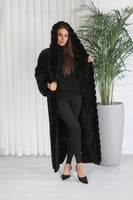 فروة شتوية طويلة مبطنة بالفرو من الداخل بلمعة من ا...