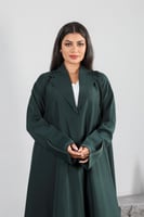 عباية كريب فاخر لون زيتي دبل كلوش قلاب كوت لف