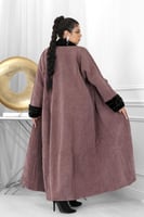 فروة شتوية طويلة بياقة وأكمام فروية