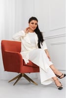 طقم نسائي من ثلاث قطع جاكيت متوسط الطول