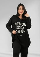 ترنج شتوي كاجوال توب طويل وقبعة وبنطال واسع