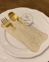 حامل ملاعق هني وعافية تطريز فضي