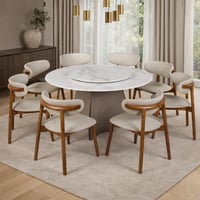 طقم طاولة طعام دائري مع صينية دوّارة رخام فاخر مع...