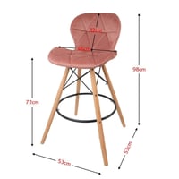 كرسي بار مخمل مرتفع ارجل خشب لون جملي 98 سم