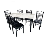 طاولة طعام سطح سيراميك مع 6 كراسي – تصميم عصري ومت...