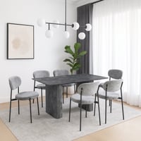 طقم طاولة طعام فاخرة وعصرية 6 كراسي لون رمادي