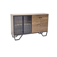 خزانة جانبية 140cm مودرن خشبية بزجاج مضلع وإطار مع...