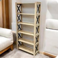 رفوف تخزين وعرض خشبية 6 ارفف متعددة الاستخدام لون...