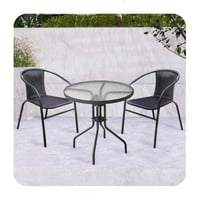 طقم طاولة دائري جلسة خارجية شخصان لون أسود