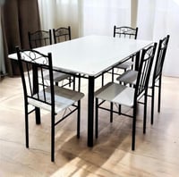 طاولة طعام 6 كراسي خشب ومعدن متين عدة الوان