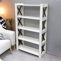 رفوف تخزين وعرض خشبية 5 درجات متعددة الاستخدام لون...