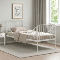 سرير حديد فاخر بلون أبيض وتصميم عصري ومتين مقاس 17...