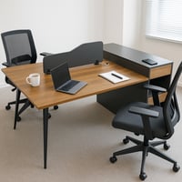 وحدة عمل خشب لشخصين مع أدراج تخزين متصلة