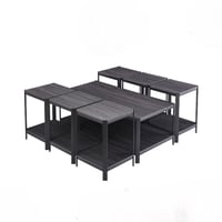 طقم طاولات تقديم و ضيافة خشب 7 قطع لون رمادي