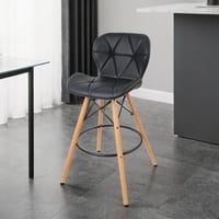 كرسي مطبخ و ركن قهوة جلد اسود ارجل مرتفعة خشب 98 س...