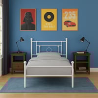 سرير معدني فردي بتصميم كلاسيكي لون أبيض 200*90