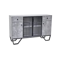 دولاب بوفيه تصميم عصري 140cm بأبواب زجاجية وإطار م...