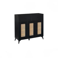 خزانة أحذية خشبية بتصميم عصري وأبواب خوص طبيعي 100...