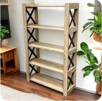 رفوف تخزين وعرض خشبية 5 درجات متعددة الاستخدام لون...