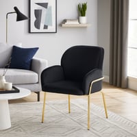 كرسي مخمل فاخر بقاعدة معدنية ذهبية-أسود