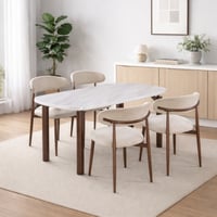 طقم طاولة طعام سطح بديل رخام مع 4 كراسي-عدة الوان