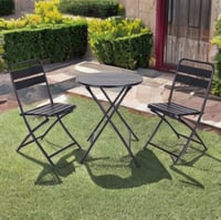 طقم طاولة رحلات دائري قابل للطي من المعدن المتين