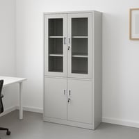 خزانة مكتبية معدنية بأبواب زجاجية ومعدنية مع أقفال...