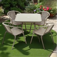 طقم جلسة خارجية مربع 4 كراسي لون بيج