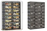 خزانة أحذية من 16 رف ، خزانة تخزين قابل للطي لون ا...