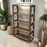 رفوف تخزين وعرض خشبية 5 درجات متعددة الاستخدام لون...