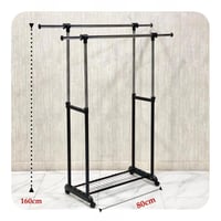 ستاند تعليق ملابس متغير الارتفاع بعجلات وسلة سفليه