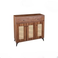 وحدة تخزين خشب متعددة المهام لون بني