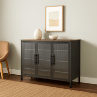 خزانة تخزين معدنية بسطح خشب أسود-بني