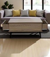 طاولة قهوة مودرن خشب ماليزي مزودة بأدراج مخفيه لون...