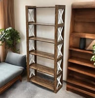 رفوف تخزين وعرض خشبية 6 ارفف متعددة الاستخدام لون...