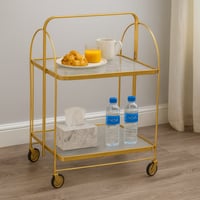 عربة تقديم قابلة للطي بعجلات ورفوف من الزجاج الثلج...