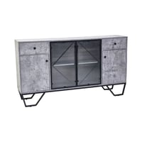 دولاب بوفيه خشبي مودرن 140cm بأبواب زجاجية وإطار م...