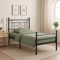 سرير معدني فردي بتصميم كلاسيكي لون أسود 200*90